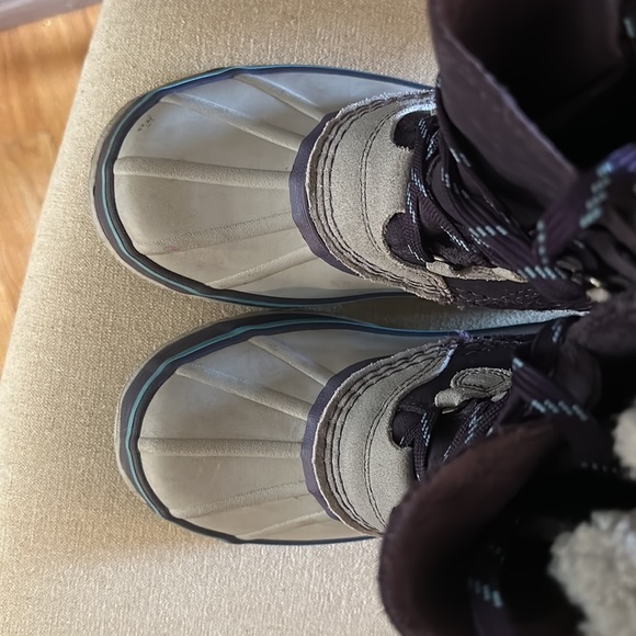 LL Bean Women’s Suede Lace Up Lined Snow Boots Purple Gray Size 7 - Picture 6 of 13